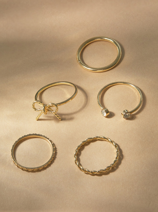 Dainty Bow Ring Set - ARULA - 
