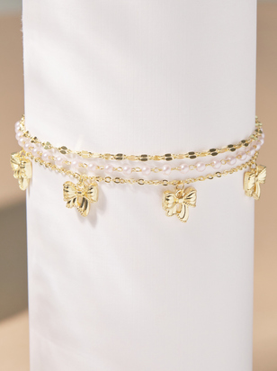 Bow Pearl Charm Bracelet - ARULA