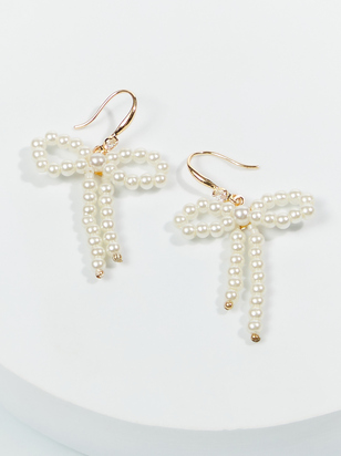 Josie Pearl Bow Earrings - ARULA - 