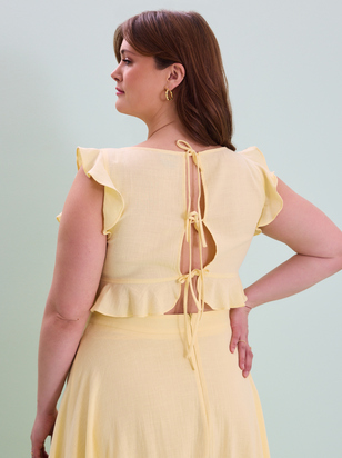 Grace Linen Ruffle Top - ARULA